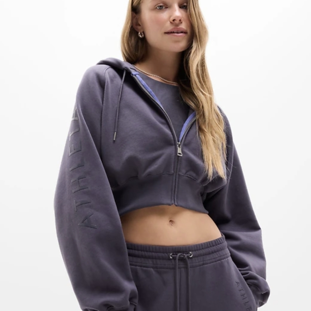 Athleta Forever Fleece Crop Full Zip X Simon Biles | Size Small | Twilight
